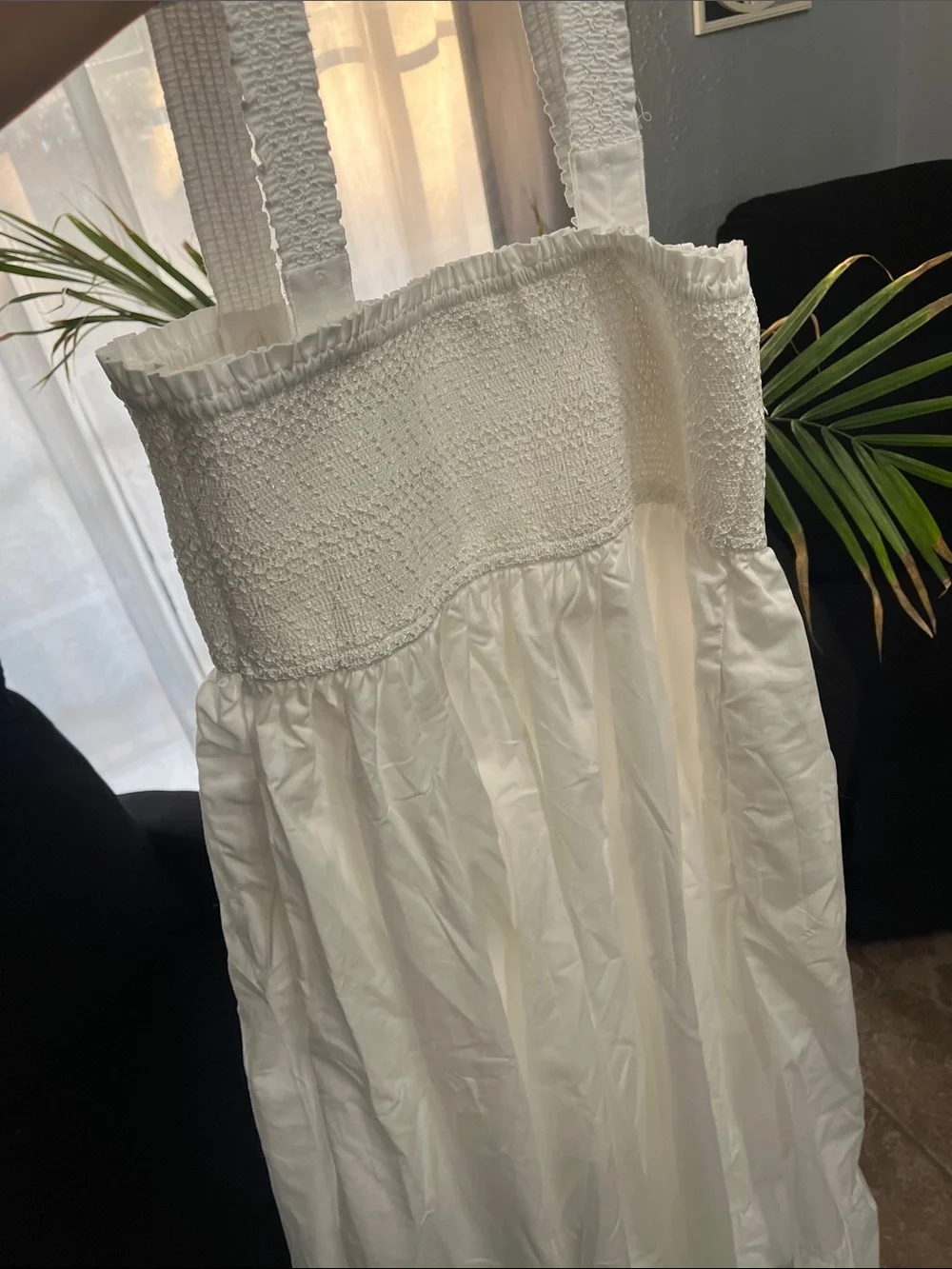 Abercrombie & Fitch White Maxi Sundress with Smocked Bodice